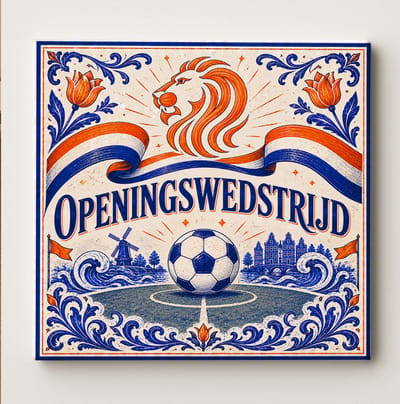 Nederland Openingswedstrijd Decoratieve Keramische Tegel – Nederlandse Voetbal Fan Wandtegel – Oranje Blauw Supporter Cadeau