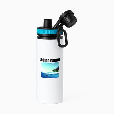 Hacebo® - schildpad in de zee met eigen naam waterfles met draaidop blauw - Schildpad - schildpad liefhebbers - iemand die houdt van schildpadden - verjaardag - cadeau - kado - geschenk - water fles - 850ML