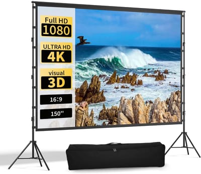 Projectiescherm Standaard - Draagbaar Scherm - Binnen Buiten - 150 Inch Diagonaal - 330x259 cm - Wit