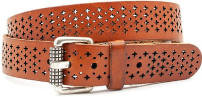 Dames riem cognac gelaserd - 4 cm breed - Leer - Jeans riem - Casual - Maat 105
