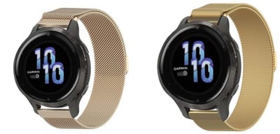 Strap-it Bundel van 2 Milanese Banden - Geschikt voor Garmin Venu 2S - Goud & Champagne - RVS Metalen Band met Magneet - Magnetische Sluiting - Luxe & ademend ontwerp