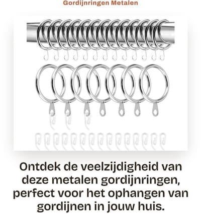Dailygoods- Gordijnringen 50 Stuks - Metalen Gordijnringen 1,3 Inch - Gordijnroedenringen - Roestbestendig - Voor Raam/Douchegordijn - Hoogwaardige Kwaliteit - Gordijnhaak