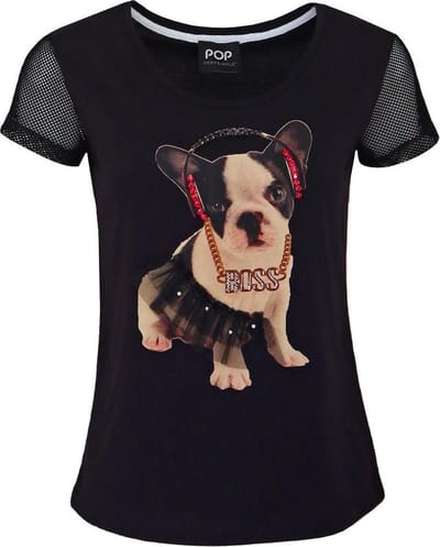 Verysimple • zwart shirt met hond • maat 34 (IT40)