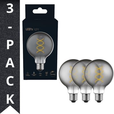 LED's Light LED Lampen Smokey E27 - Edison Vintage - Dimbaar licht - 3PACK Bol G95 - Lamp