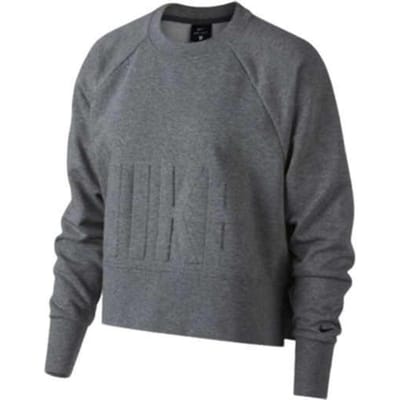 Sweat-shirt Nike Uni avec Logo Lettre en Relief et Manches Longues Croppé Femme Gris AH8437-091 S gray