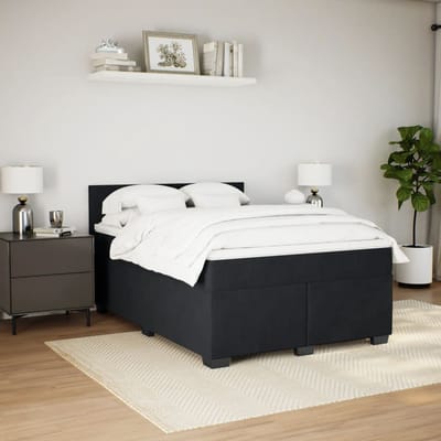vidaXL - Boxspring - met - matras - fluweel - zwart - 140x200 - cm