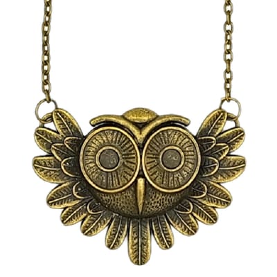 Rhylane – Bronskleurige Ketting (50 cm) Met Uil Hanger (4 x 6 cm)