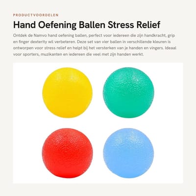 Dailygoods- Hand Oefening Ball - 4 Stuks - Stressbal - Knijpbal Handtrainer - Knijpballetjes voor de Hand Fysio - Lichtgewicht TPE Materiaal