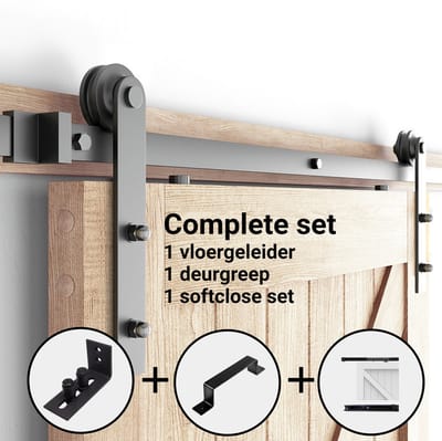 Schuifdeursysteem - Complete set - 200cm rail - inclusief Deurgreep - Softclose systeem - Deurgeleider