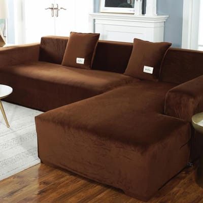 Elastische bankhoezen Chaise Longue voor woonkamer Fluwelen hoekfauteuil Elastische kussenbank Meubels 3-zits hoes 3seats 190-230cm-1pc