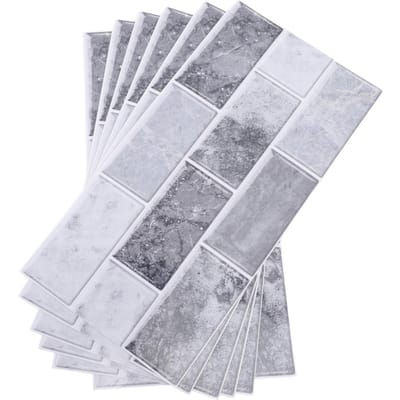 6 Feuilles Carrelage Adhésif à Décoller et Coller Crédence Imperméable Anti Huile Autocollant Carrelage Auto-Adhésif pour Cuisine Salle à Manger Chambre white