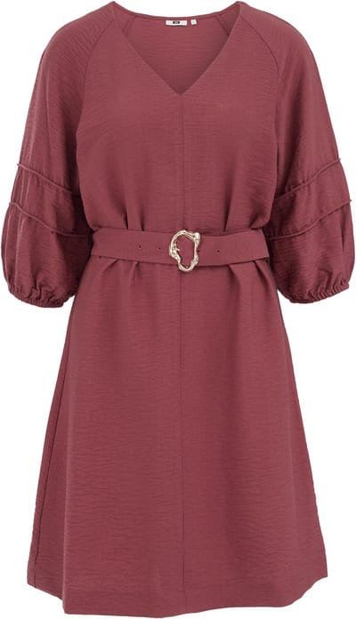 WE Fashion Dames jurk met ballonmouwen en ceintuur
