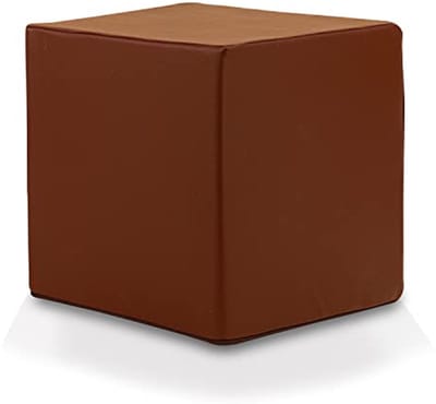 Ecopuf Cube - Stool Leatherette Leatherette Seat Box Quader Cube Pouf footstool for living room home decor 40x40x40cm Faber Dark brown E13