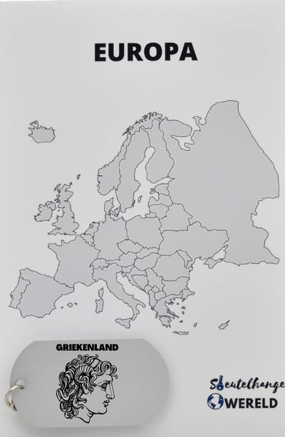 Griekenland Sleutelhanger inclusief kaart – Griekenland cadeau – beste land- Leuk kado voor je Vriend om te geven - 2.9 x 5.4CM