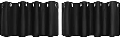 2 Stuks Korte Gordijnen voor de Keuken - Ondoorzichtig Verduisteringsgordijn, Polyester, Zwart 46H x 132B cm