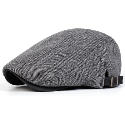Casquettes Newsboy Rétro à Chevrons et Carreaux Chapeaux de Peintres Britanniques Casquettes Plates Réglables Printemps et Automne Bérets Hip Hop gray