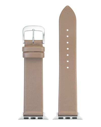 EULIT horlogeband geschikt voor Apple Watch 38/40/41 maat - Serie 1/2/3/4/5/6/7/8/9/10 + SE - nappa smart - 20 mm - taupe beige - metalen verguld gesp - incl. adapter
