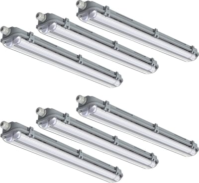 FastFix LED TL Armaturen dubbel 60 cm incl. LED TL lampen - Geschikt voor alle ruimtes - 6 stuks