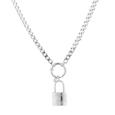 Bijoutheek Ketting slot hart zon Zilver JE12361