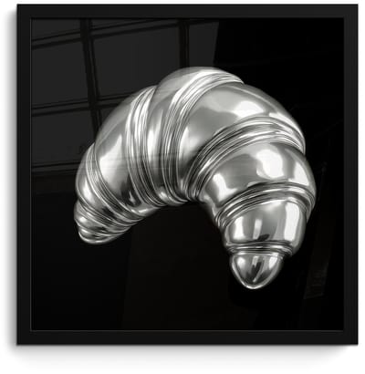 Poster in lijst - Fotolijst 40x40 cm - Posters - Croissant - Metaal - Zilver - Posterlijst zwart - Decoratie - Wanddecoratie woonkamer - Muurdecoratie slaapkamer