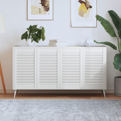 vidaXL - Kastdeuren - met - lamellen - 4 - st - 69x39,4 - cm - massief - grenenhout - wit