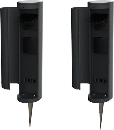Novatool 2x stekkerdoos toren 2-weg buiten antraciet rond met deksel IP44 met grondpen stekkerdoos buiten tuin stekkerdoos buiten zuil tuin stekkerdoos toren