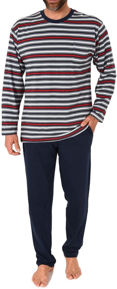 Herenpyjama met lange mouwen in casual gestreepte look - 122 101 90 745