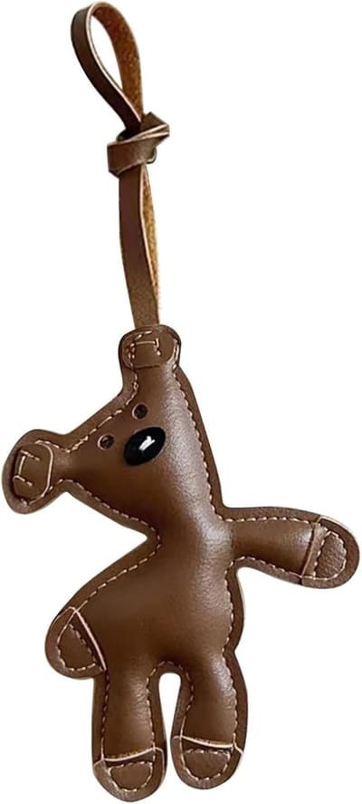 Sleutelhanger Beer, Schattige Tas Hanger Grappig, Geluksbrenger Hanger Van PU-Leder Voor Tassen, Sleutels, Kinderen En Dames (Bruin, 7,5 x 11,5 cm)