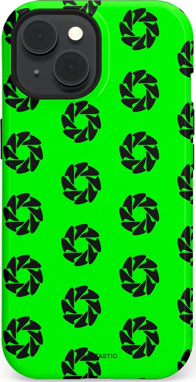 Casetastic hoesje geschikt voor Apple iPhone 15 - MagSafe - Dubbellaagse bescherming - Neon Groene Cirkels - Fashion Case - Groen Zwart