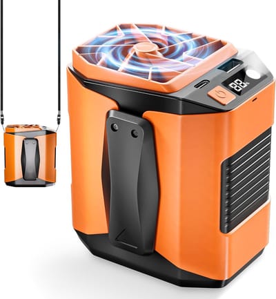 Taille clipventilator - draagbare ventilator 3600 mAh oplaadbaar taille-clipventilator met led-verlichting, 5 snelheden tafelventilator voor bouwplaats, outdoor, wandelen, werken in de zomer