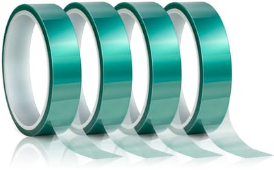 Dailygoods- Silicone Tape - Hoge Temperatuur - Groene PET Band - Polyester - Hechtbanden - 4 Rollen - 20mm x 33m