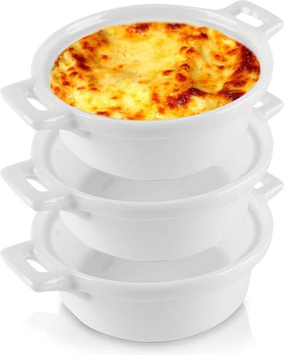 Ramekins Porselein Wit 130 ml 3 stuks - Schaaltje - Set - Ovenschaal - Snackkommen - Dipschalen - Kleine Komen voor Dipsauzen en Snacks