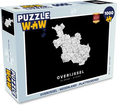 Puzzel Overijssel - Nederland - Plattegrond - Legpuzzel - Puzzel 1000 stukjes volwassenen - Stadskaart