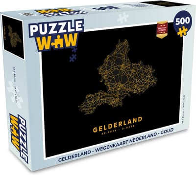 Puzzel Gelderland - Wegenkaart Nederland - Goud - Legpuzzel - Puzzel 500 stukjes