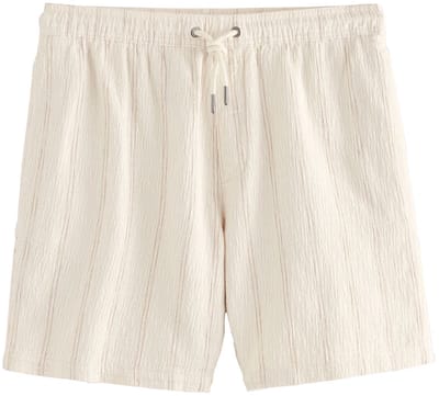 Next - Heren - Gestreepte short met elastische taille en textuur - Naturel