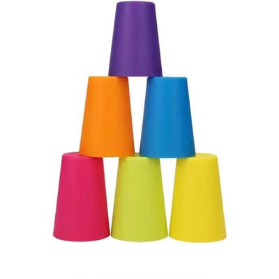 Montessori Stapelbeker Snelheidsspel Speelgoed met Kaart Kleurherkenning Logica Ouder-kind Interactief Speelgoed voor Kinderen Vroeg Onderwijs Speelgoed blue