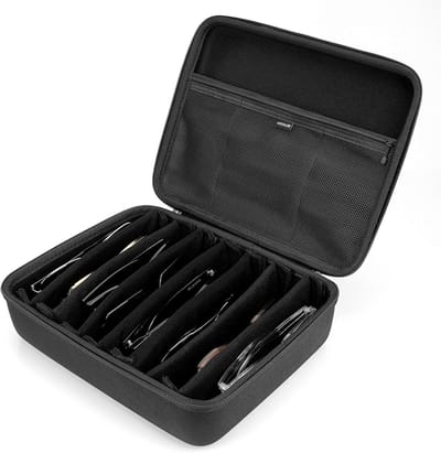 Extra Grote Hard Shell Zonnebril Etui met 8 Slots voor Reizen, Ideaal voor Zonnebrillen en Eyeglasses Organizer