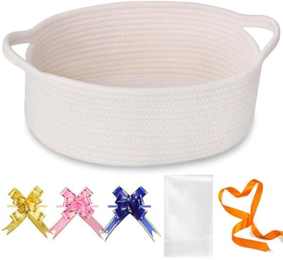 Dailygoods- Geschenkmand met geschenkzakje - Woven mand - Opbergmand voor luiers - Multifunctionele opbergbak - Decoratieve mand - Lichtgewicht en stevig