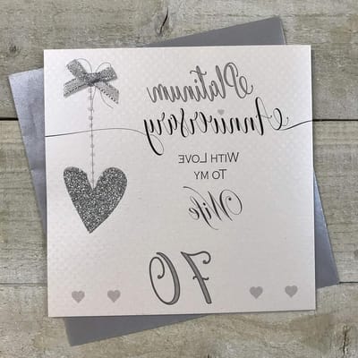 Handgemaakte Wenskaart - Jubileum Kaart - Bijzondere Gelegenheid - Met Glitter Afwerking - 16x16cm - Wit