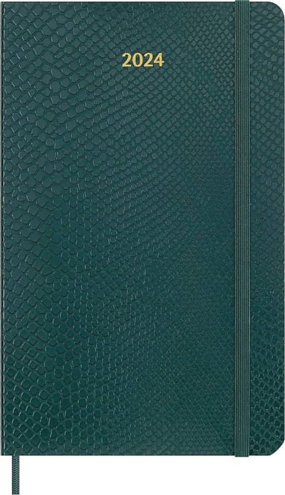 Agenda 2024 - Wekagenda 12 maanden Large 13x21, softcover groen met elastische sluiting