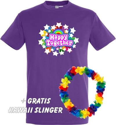 T-shirt Happy Together Stars | Love for all | Gay pride | Regenboog LHBTI | Paars | maat XS