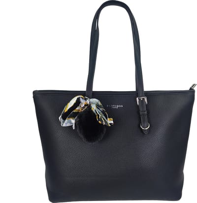 Flora&Co - schoudertas/shopper - soft - extra hoog - geschikt voor A4 mappen of laptop 14-15" - zwart- ideaal voor school of werk