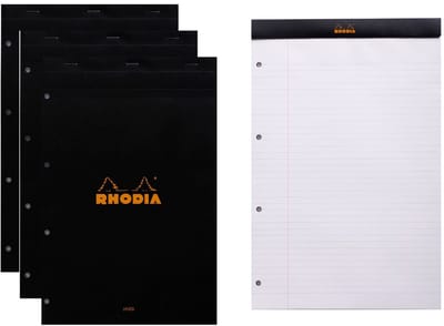 Rhodia Notitieblok - Schrijfblok - N20 - Gelijnd - 21x31,8 cm - 80g - zwart - 80 vel - 5 stuks