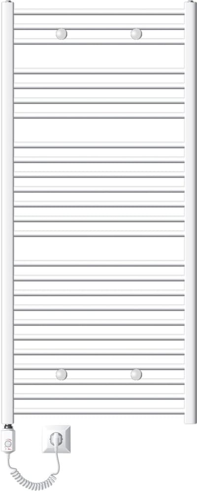 Badkamerradiator Sahara 750 x 1500 mm Witte rechte zijaansluiting met verwarmingselement 900W