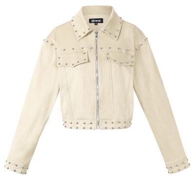 Comfortabele Geweven Polyester Damesjas met Studs - Bruin - Maat S