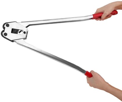 Omsnoeringskrimptang - Banderolleerapparaat - Verpakking Afsluiten - Handmatig met Hefboomwerking - 12-19 mm Bandbreedte - Rood
