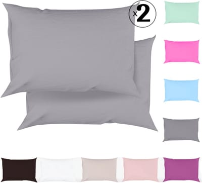 Tavas Kussenslopen 50 x 70 cm Set van 2 Antraciet Katoen 100% Hotelkwaliteit Kussensloop met rits