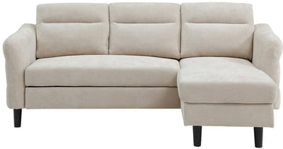 Vente-unique Omkeerbare slaaphoekbank in beige getextureerde stof VANERSI