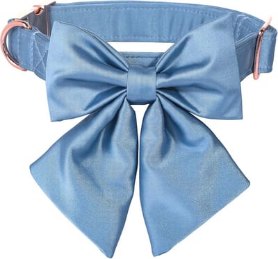 Comfortabele Zijden Halsband met Afneembare Vlinderdas voor Grote Honden - Nekmaat 40-66cm