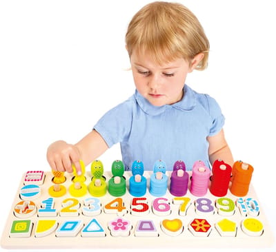 Bino Educatief houten kinderspel Leren Tellen van 1 t/m 10 kleuren visspel hengelspel Engels